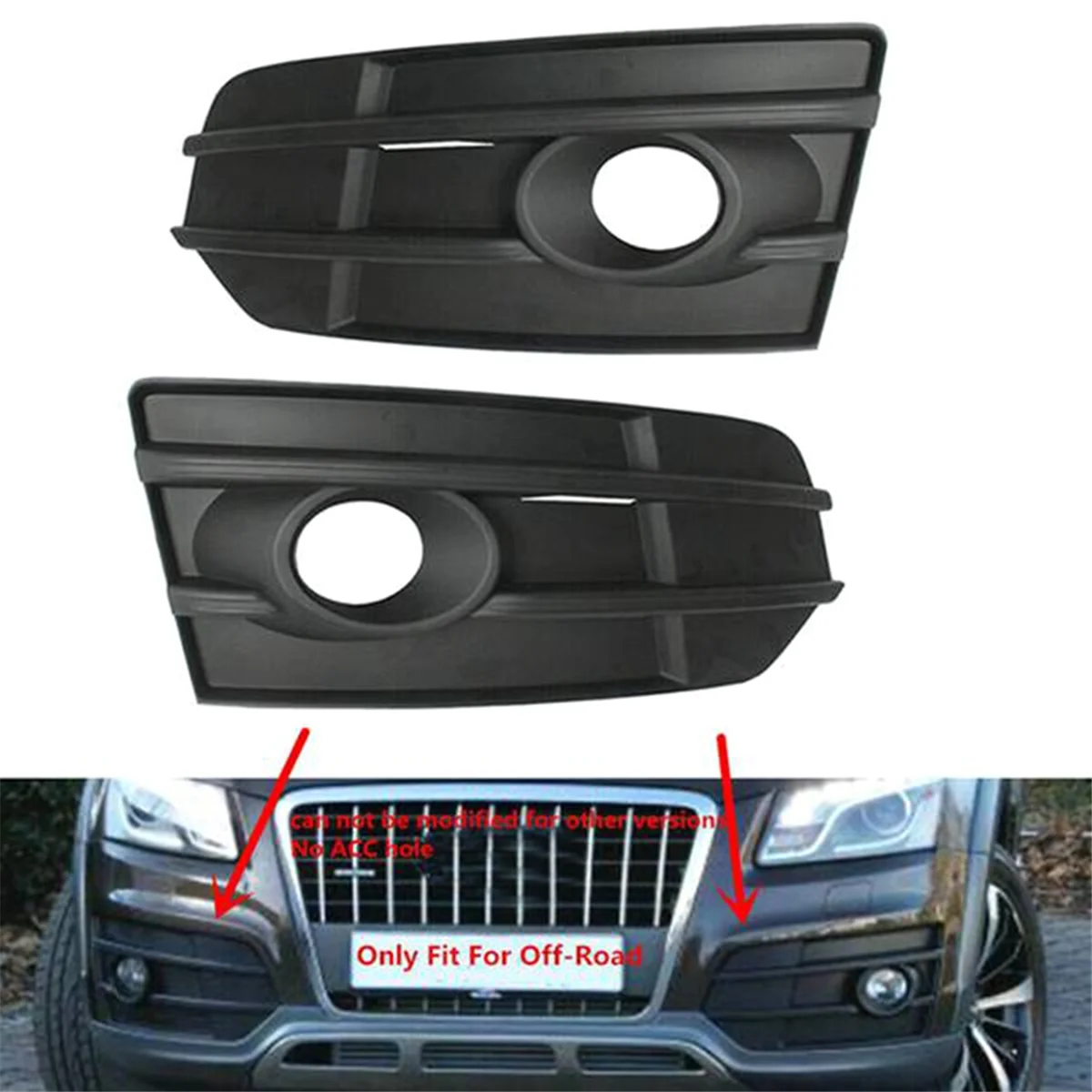 Car Front Bumper Racing Grills Fog Light Grille for Audi Q5 Cross 2009 -2017 Fog Lamp Frame 8R0807681G 8R0807682G