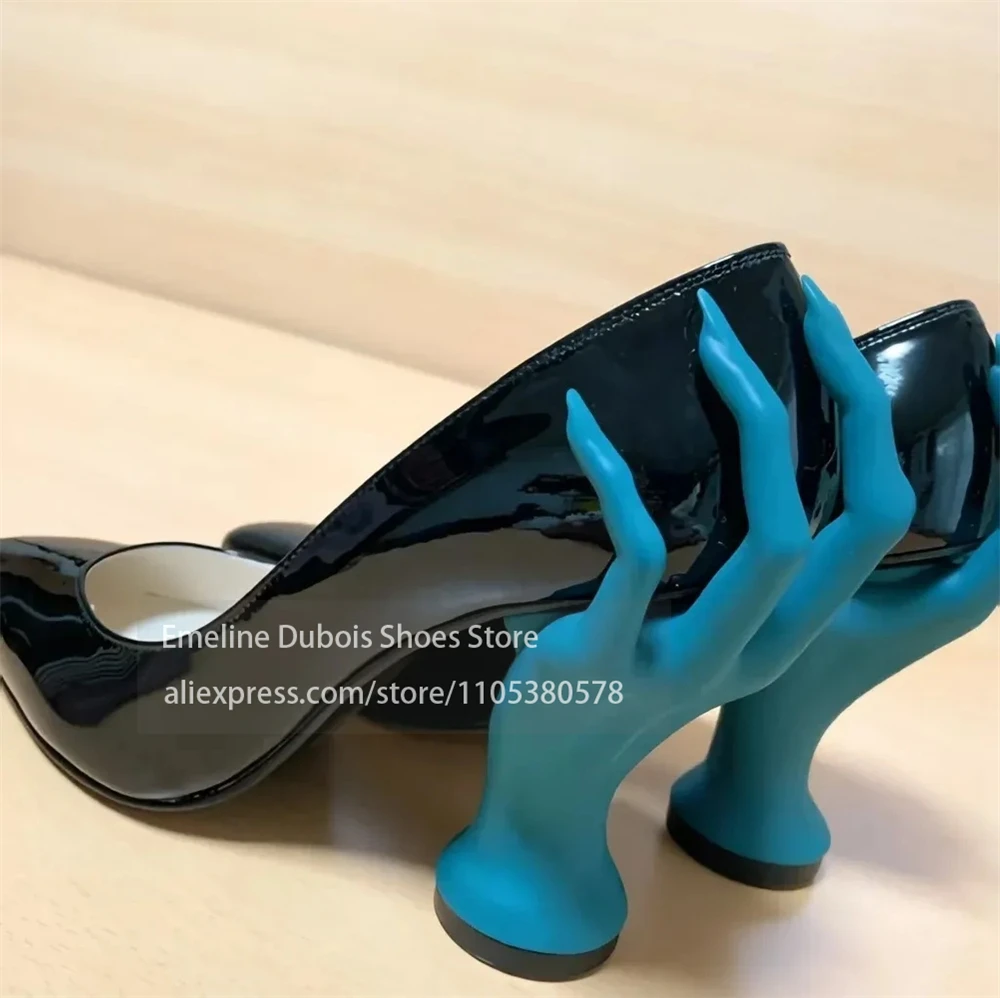 광택 있는 에나멜 가죽 손 모양 조각 힐 펌프스, 포인 - Patent Leather Pump 리뷰 및 가격