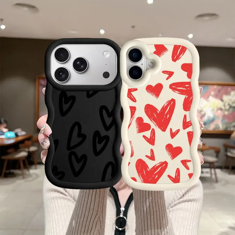 

Чехол для iPhone 17 Air XR 14 13 16 Pro Max 12 11 15 Plus 8, мягкий чехол для телефона Creative Love Heart
