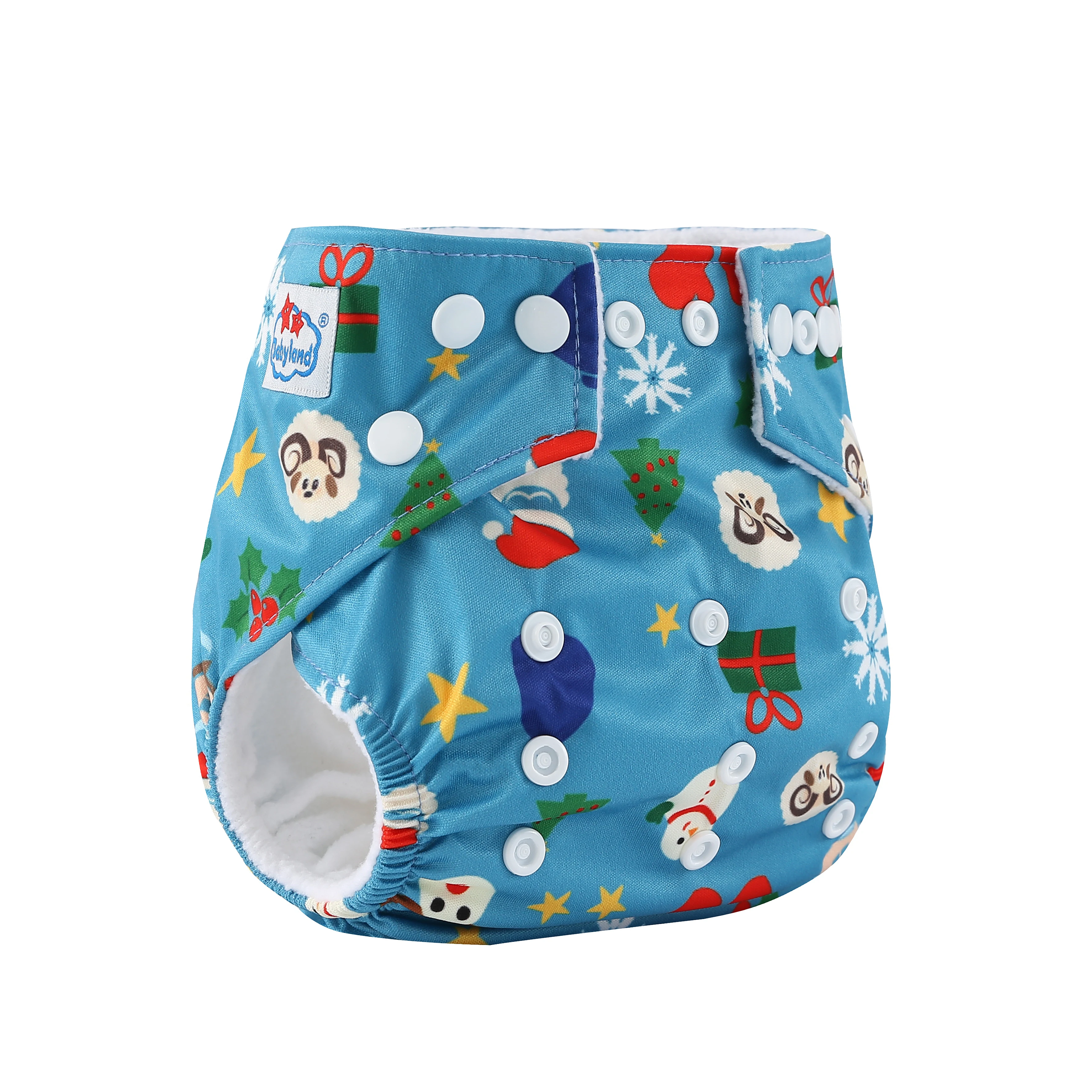 Free Shipping Babyland 1PC Baby Pocket Diaper Adjustable Nappy Waterproof Diaper Cover Wasahable Diaper Shell Christmas Patterns