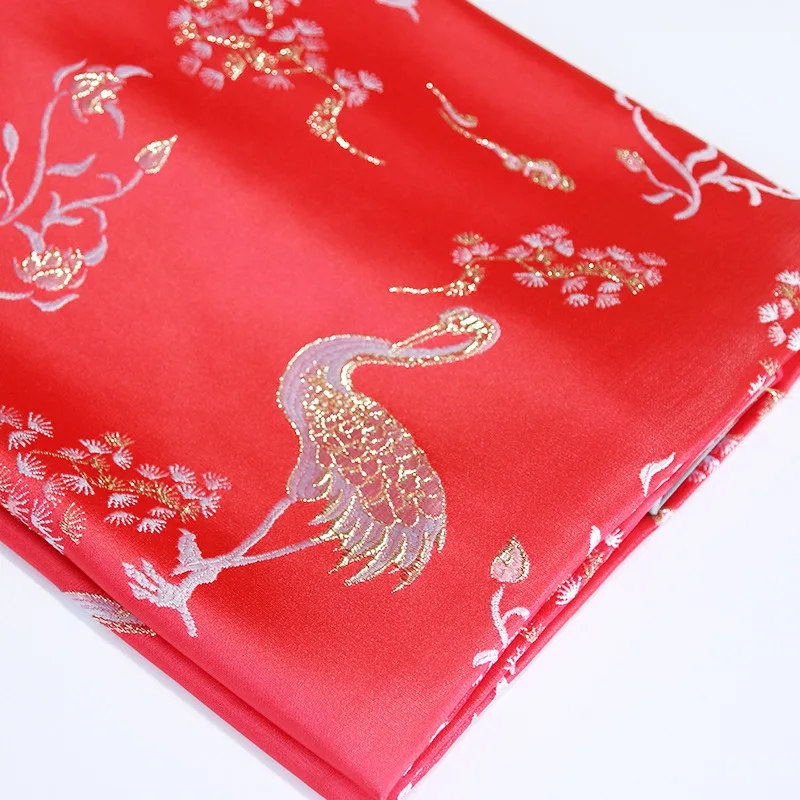 NEW446 Chinese Style Flamingos Yarn-dyed Embossed Jacquard Cloth/Handmade Bags/Women\'s Kids Dress Handmade DIY Sewing Materials