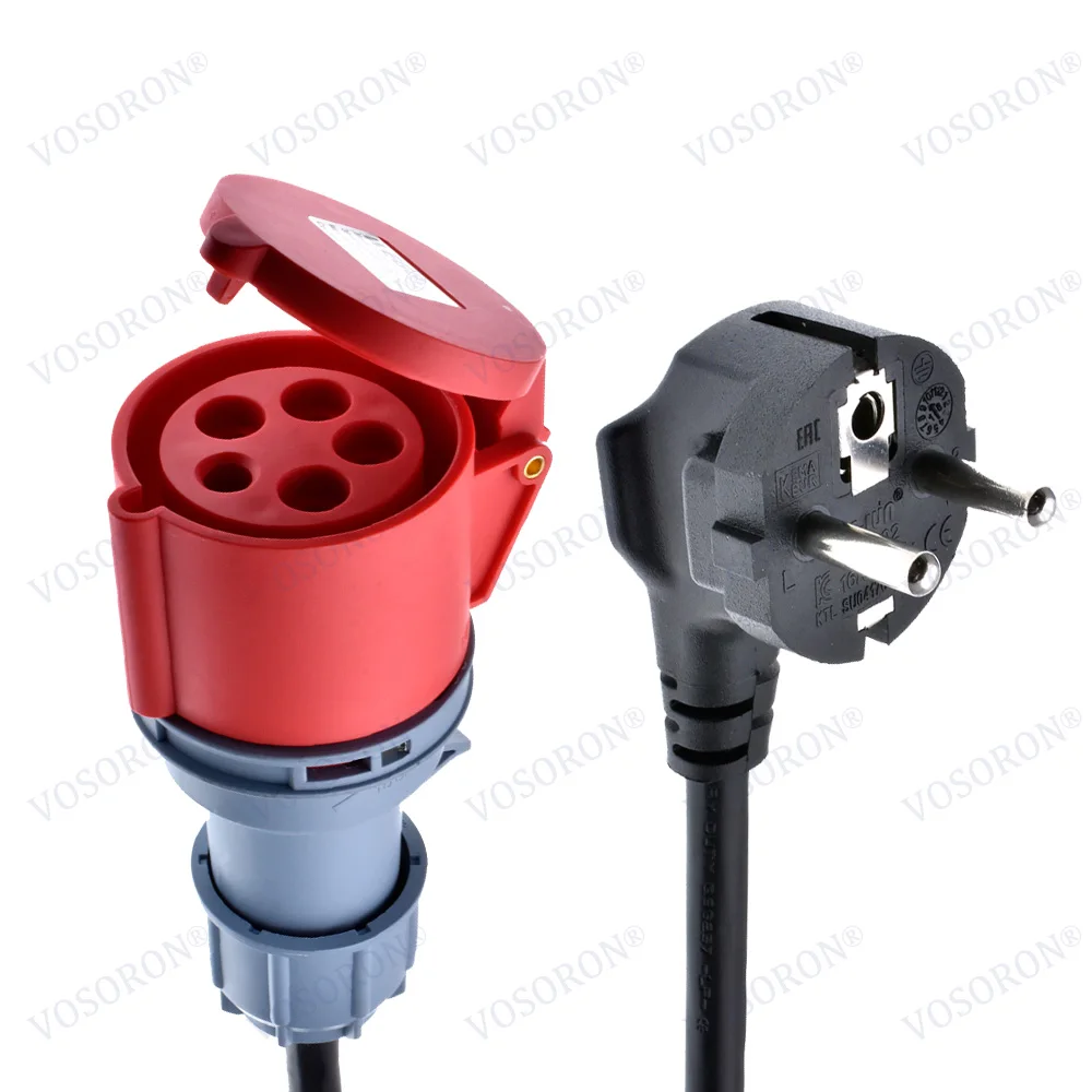 

EV Charger CEE Female Plug 5 Pins Red CEE to Schuko Adapter Wall Socket Extend Cable Connect with 11KW 16A 3Phase Charger