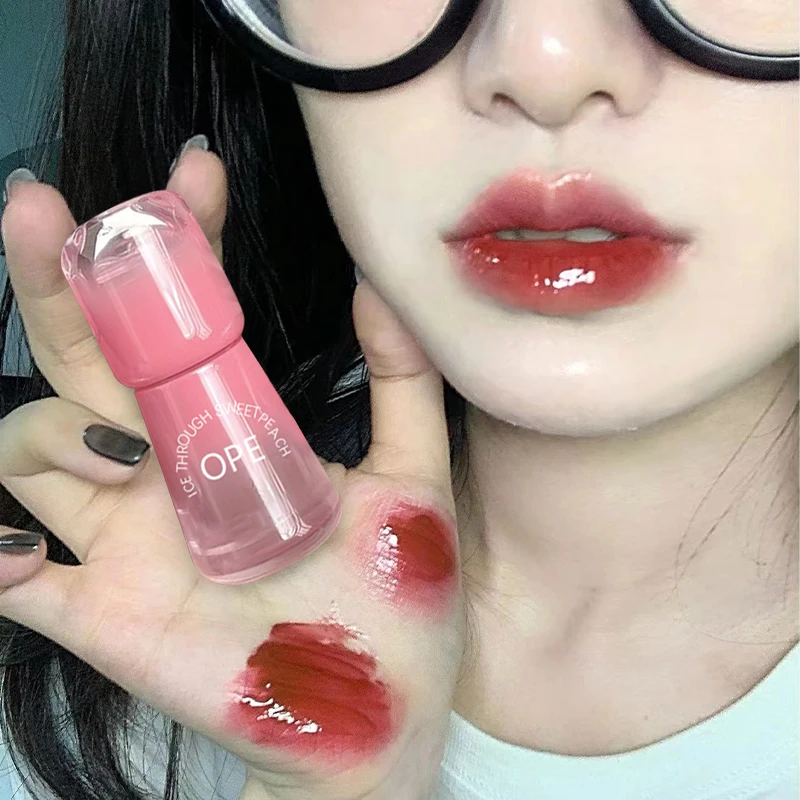 ミラーリップグロス - 高光沢ガラス効果、べたつかず保湿、長持ちするツヤのあるリップステイン、韓国風ジューシーリップ