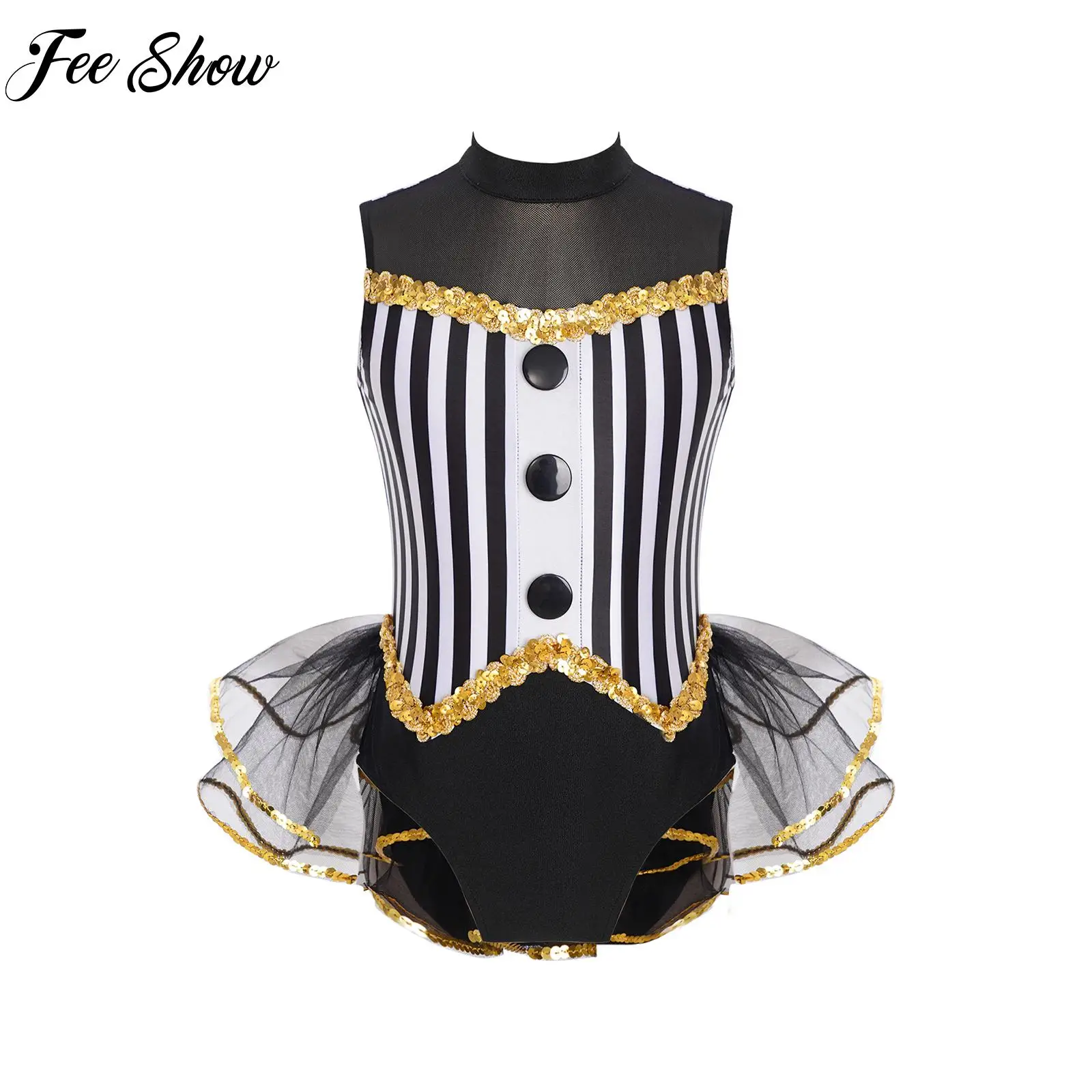 

Children Kids Girls Latin Jazz Dance Dress Sequins Leotard Bodysuit Fancy Dress Party Performance Halloween Carnival Costume