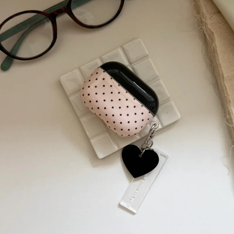 Simple Pokla Dots Pattern IMD Earphone Case with Pendant for Airpods Pro, Pro2, Pro3, 1, 2, 3, 4, Anti-fall