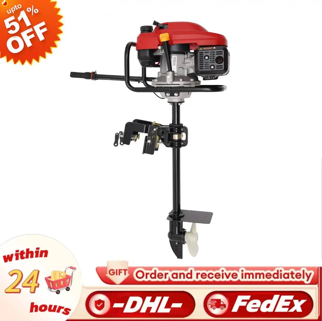 

4 Stroke Outboard Motor Boat Engine Heavy Duty with Air-Cooling System 200CC 3.5KW for Aquaculture Fishing Outdoor