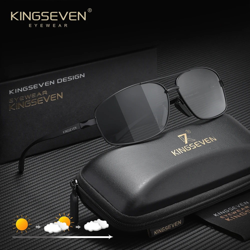 KINGSEVEN الذكور النظارات الشمسية الرجال النساء في الهواء الطلق القيادة الرجعية نظارات واقية العصرية الاستقطاب UV400 مستطيل إطار نظارات