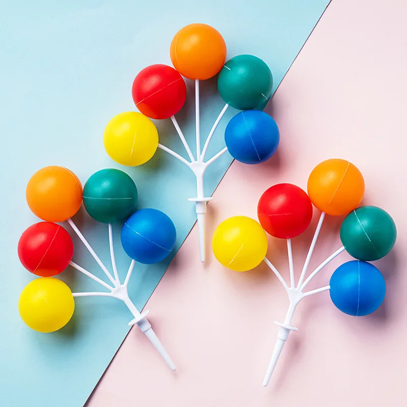 5 قطع من زينة الكيك: أوتار بالونات بلاستيكية ملونة غير صالحة للأكل، كرات مستديرة تحجب الألوان القديمة لتزيين طاولة حلوى أعياد الميلاد #2