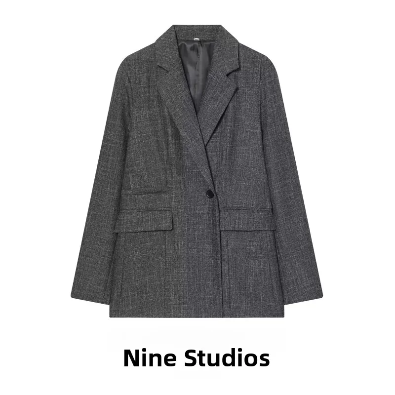 

NINE ZAR Women's Casual Long Sve Double-breasted Straight-cut Suit Jaet Loose Fit European Sle Polyester Fabric