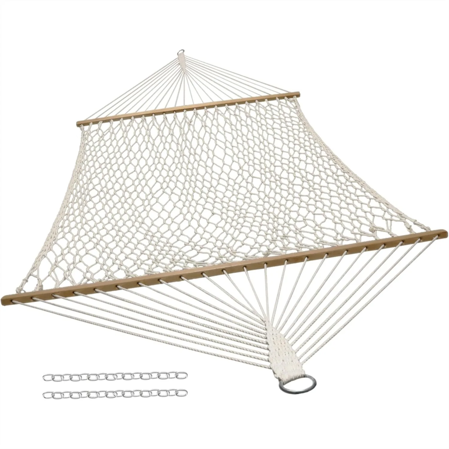 

Cotton Rope Hammock for Outside, 450-Pound Capacity Double Hammock with Spreader Bars, Indoor or Outdoor Use