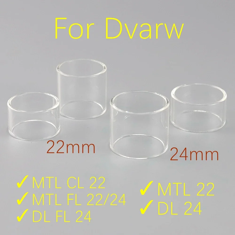 Dvarw 22/24mm M TL/CL/FL/D L 3.5/5/6ml Clear Straight Replacement Glass Transparent Series