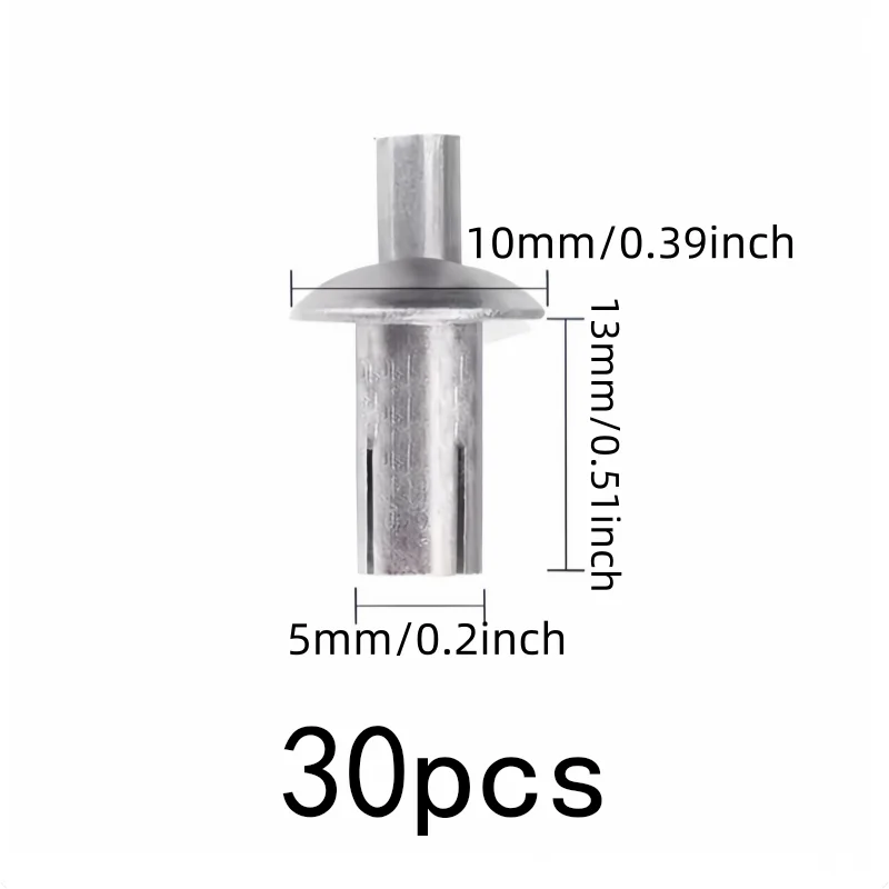30 pcs 5*13mm Hammer Drive Rivets, Hammer Strike Installation for Daily DIY Projects, Multipurpose, Versatile