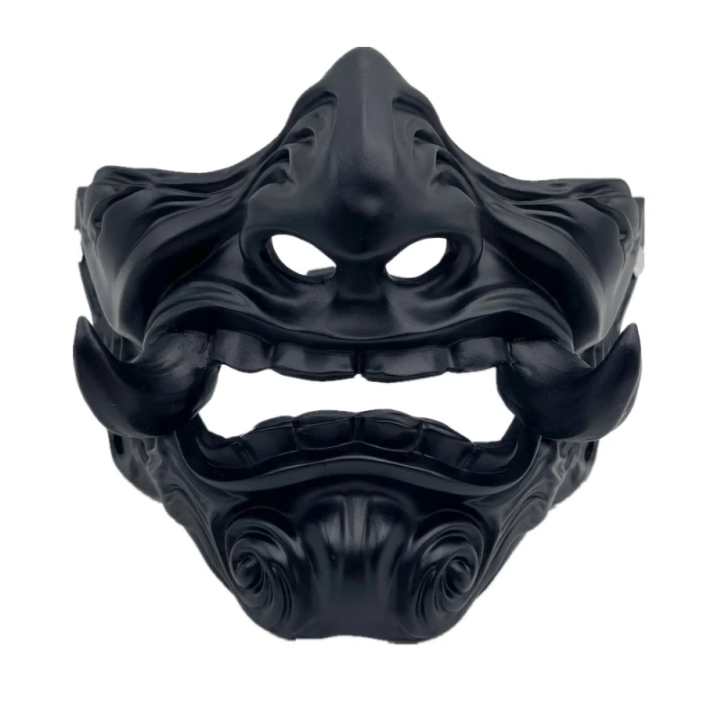 Halloween Half Face Resin Ghost Face Darkness Prajna Devil Mask Ghost Oni Samurai Adult Cosplay Masquerade Carnival Props