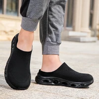 Chaussures décontractées pour hommes à bout large en maille tissée grande taille, demi-chaussons d'été, pantoufles respirantes pour femmes, chaussures de sport et de randonnée 46 5