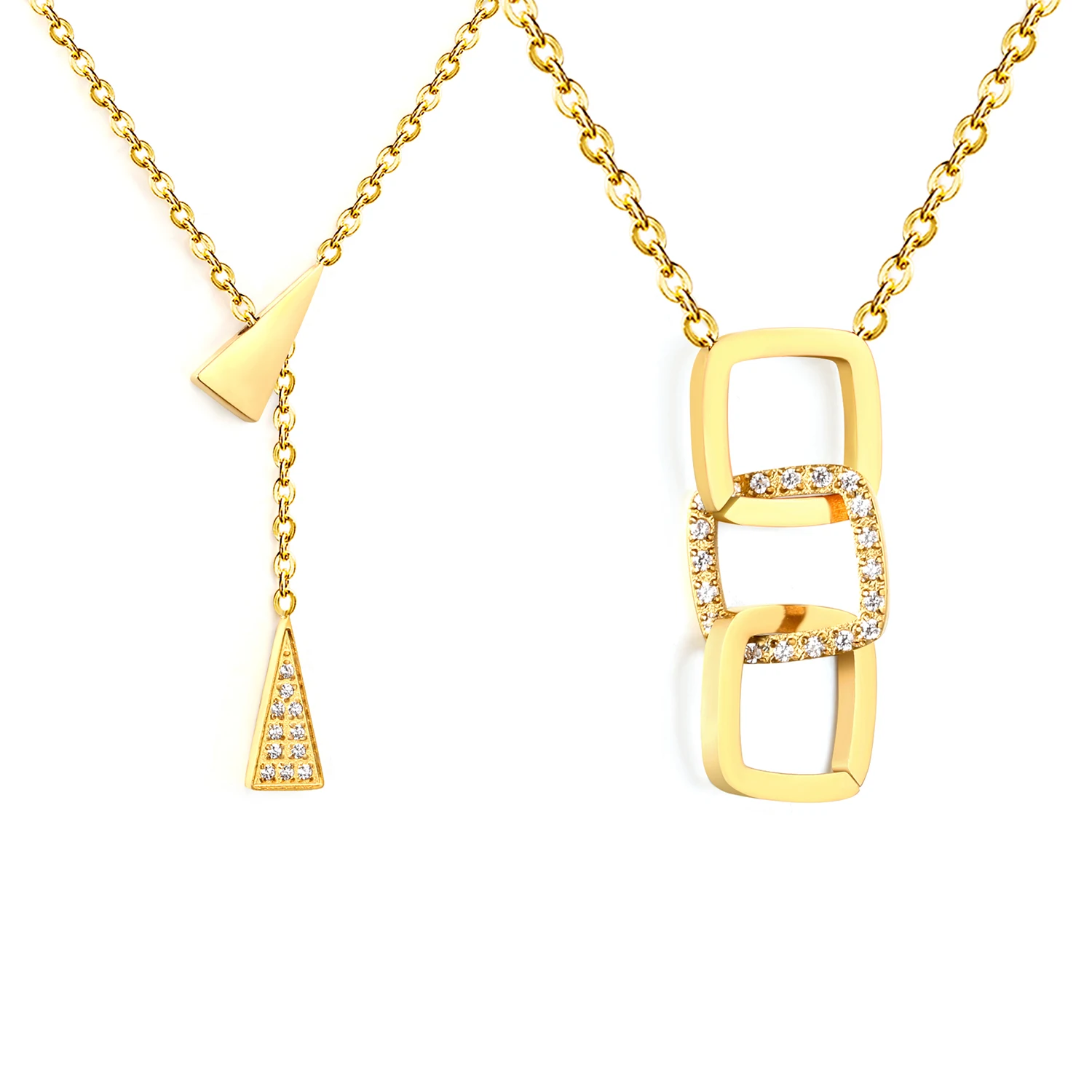 Minimalistische Mode-Halskette mit geometrischem Anhänger, vergoldeter Edelstahl-Schmuck für Frauen, wasserdichtes Premium-Accessoire-Geschenk