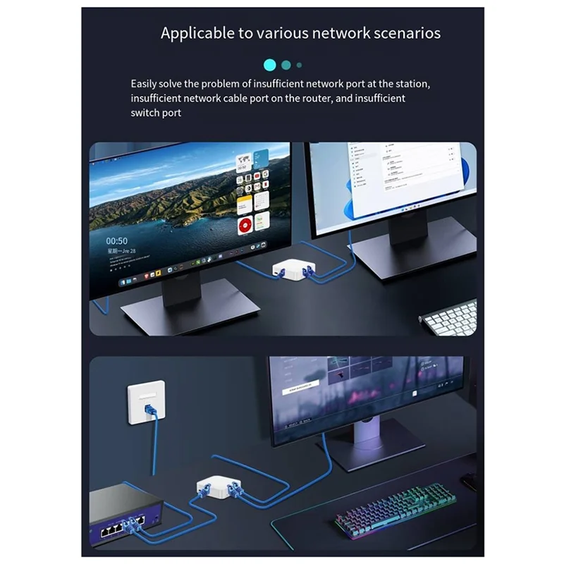 New Gigabit One-To-Four Splitter 1000Mbps Network Distributor Switch Extender Built-In Switching Chip Easy Install Easy To Use