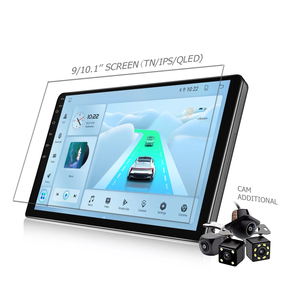

Car Multimedia 1/2din Android13 Radio Touch Screen Audio Universal 9/10 Inch Auto Stereo Navigation & GPS Car DVD Player