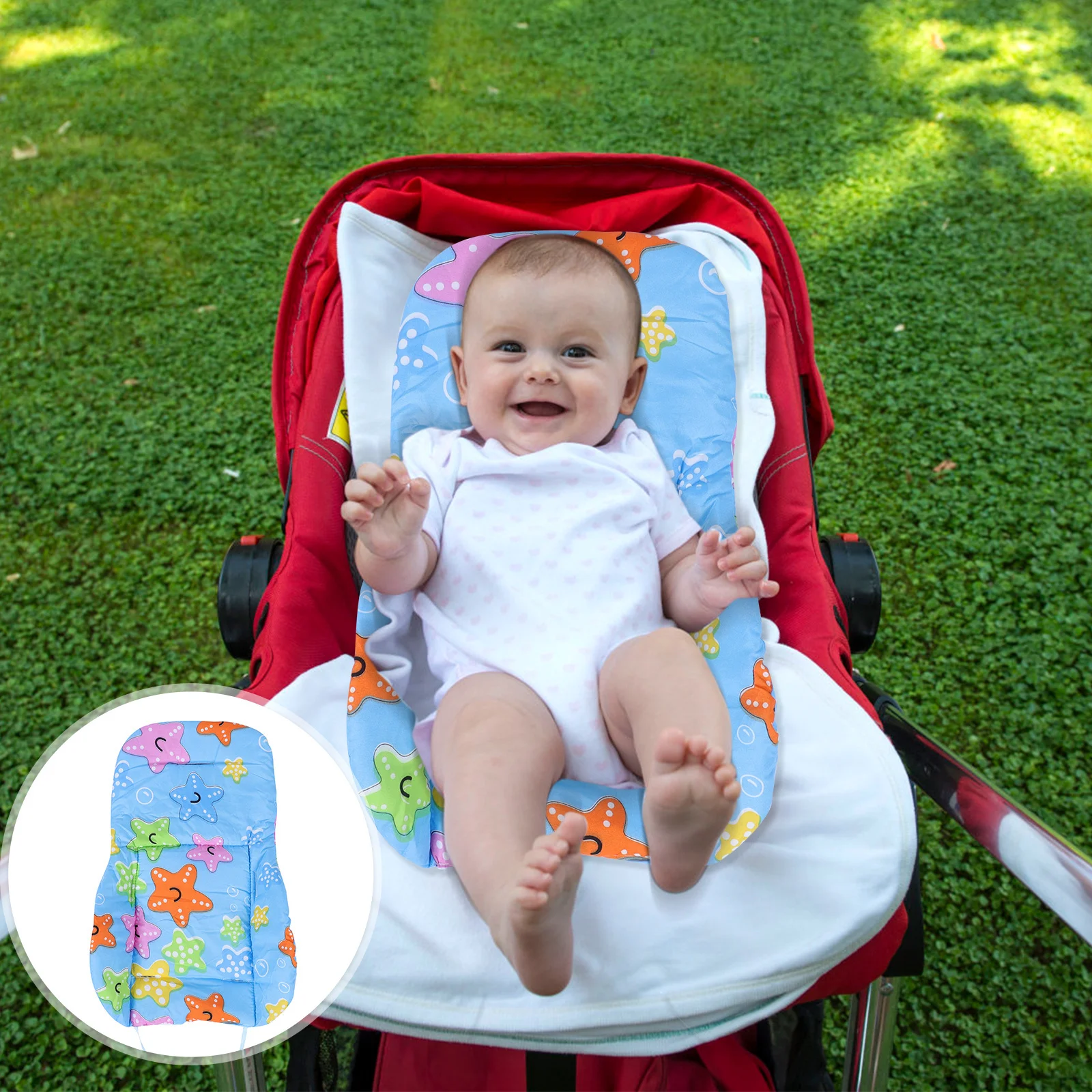 

Baby Stroller Seat Cushion Cartoon Lightweight Breathable Mat Soft Comfort Pad Large Size Suitable Infant Sleeping Cushion