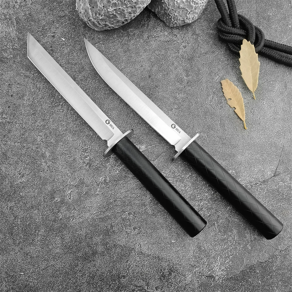 

HUA Drop Point/Tanto Нож для выживания с фиксированным лезвием из нержавеющей стали с ножнами, алюминиевая ручка-палка, защитное боевое снаряжение для милитари