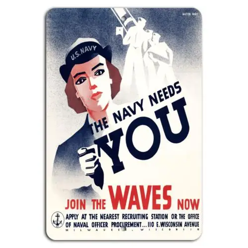 Join the Waves: The Navy Needs You!-Aluminum-tin sign