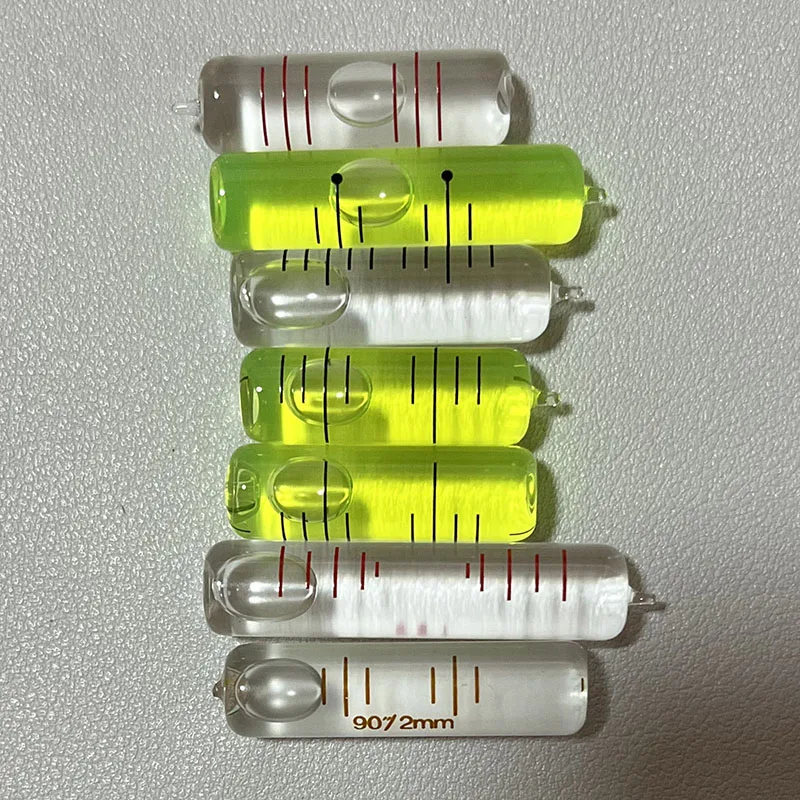 Haccury Glass Tube Bubble Level High Accuracy Dia 9mm L 29mm to 42mm Long Horizontal Vial Blister for Leveling Instruments 1PCS