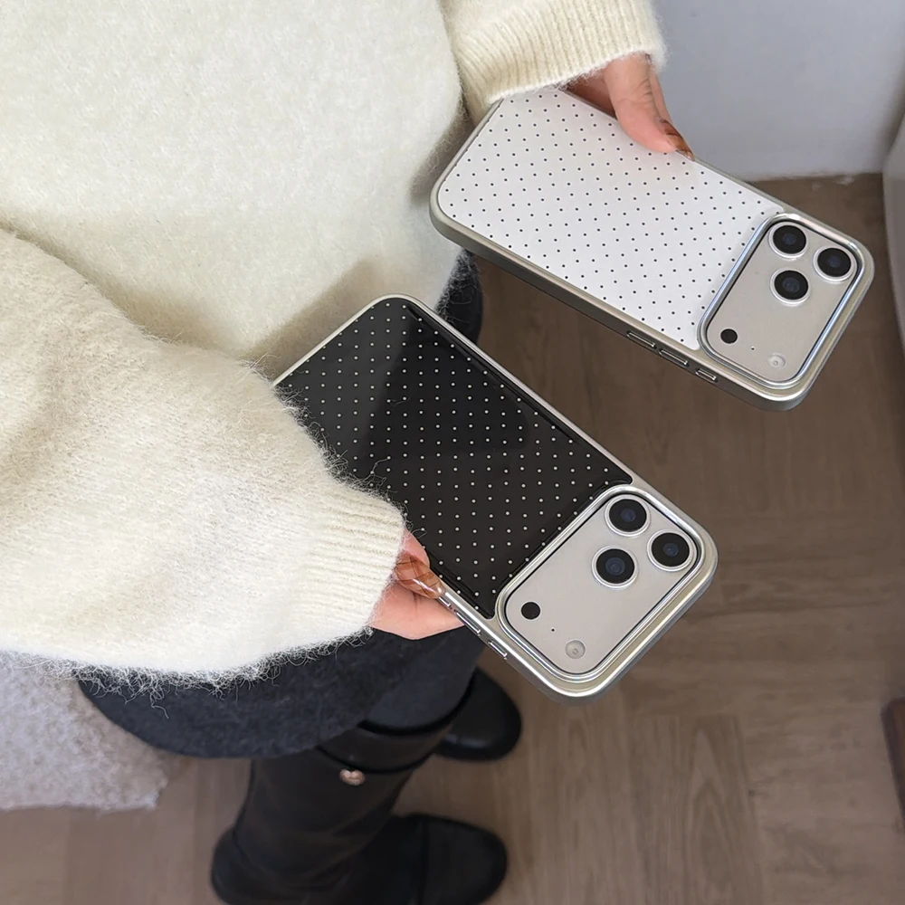 Koreanische INS Polka-Dot-Muster, galvanisierte Silber-Handyhülle für iPhone 17 Promax 18 13 14 15 16 Pro Max, stoßfeste Schutzhülle Funda – Detail 10