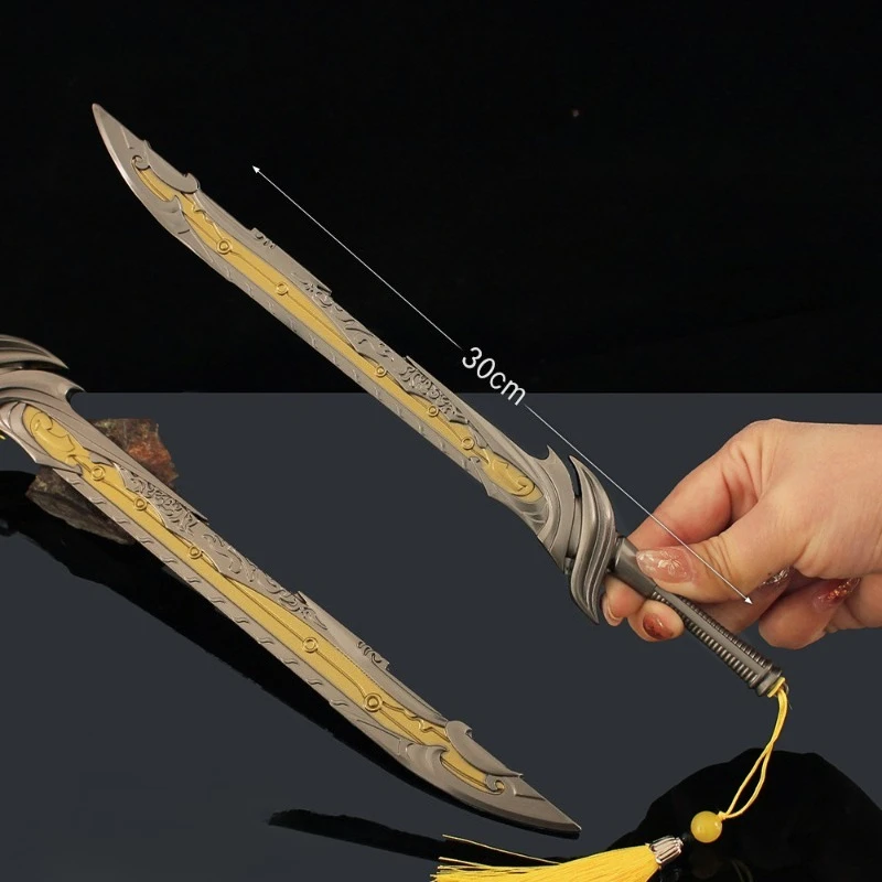30cm/11.81in Game for Peace Peripherals Melee Weapons Black and Gold Knives Model Swords Toys Alloy Collectibles Ornaments Gift