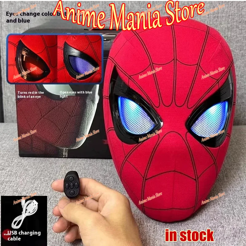 

Hot Sale Marvel Amazing Spider-Man Headgear Mask Helmet Figurine Cosplay Electric Ring Control Eye Luminous Collection Model Toy
