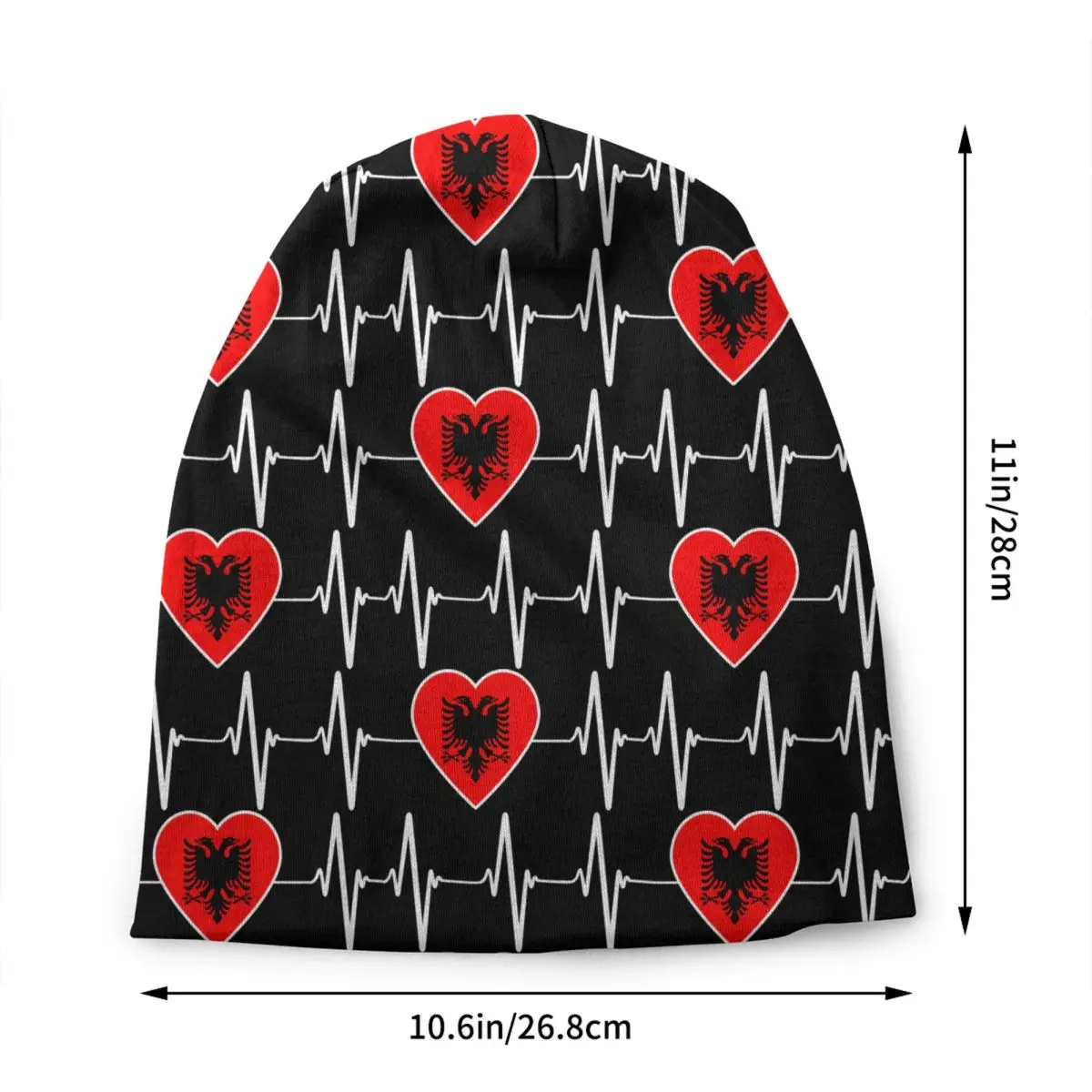 Custom AlbanianFlag Heart Family Skullies Beanies Caps Men Women Hip Hop Winter Knitted Hat Adult Eagle Patriotic Bonnet Hats