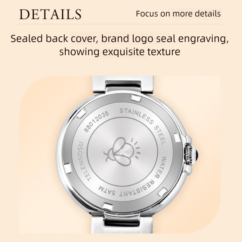 TELENSOSU العلامة التجارية الأعلى أنيقة السيدات الساعات الفاخرة الكوارتز السيدات الساعات فراشة مشبك الراقية مأدبة الساعات reloj 8801