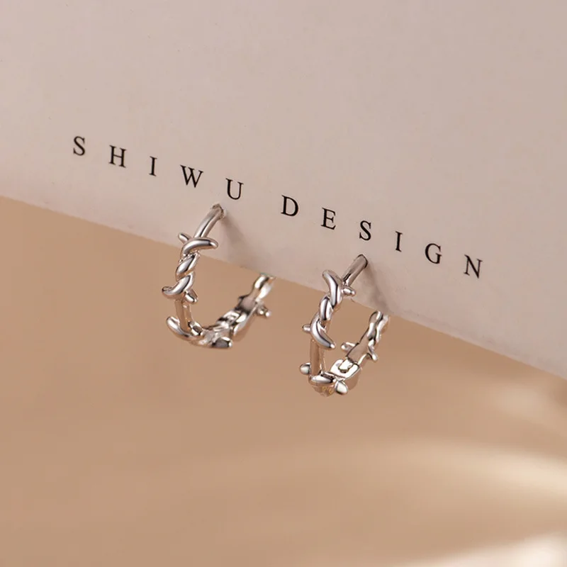 

925 Sterling Silver Earrings Woman Thorn Luxury Ring Earrings High Quality Engagement Wedding Vintage Jewelry Accesories