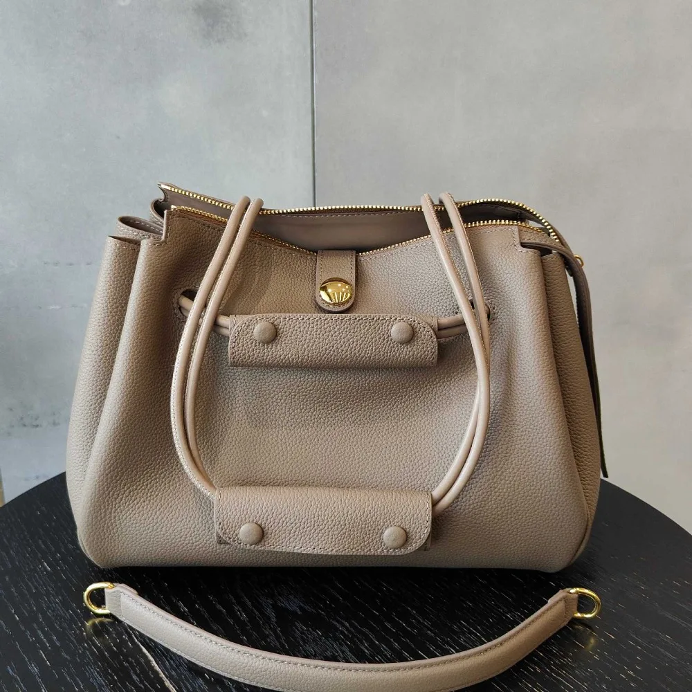 Leather Women's Handbags, Fashionable High-texture Large-capacity Shoulder Crossbody Cowhide Practical and Unique Bucket