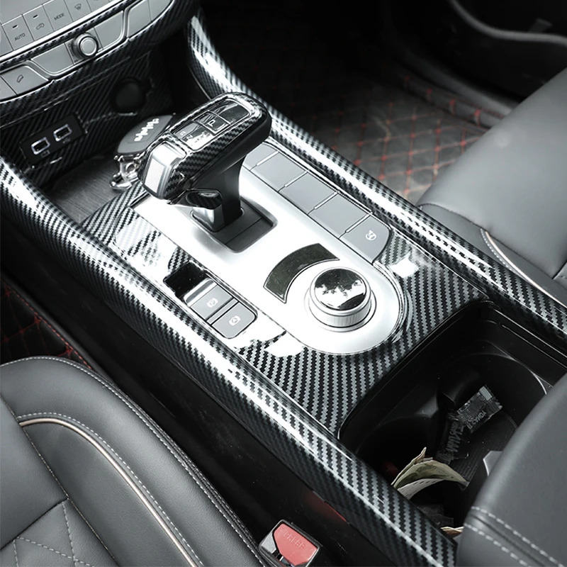 For Great Wall Cannon GWM Poer Ute 2019-2022 ABS Carbon Car Central control shift lever head shift panel trim frame accessories