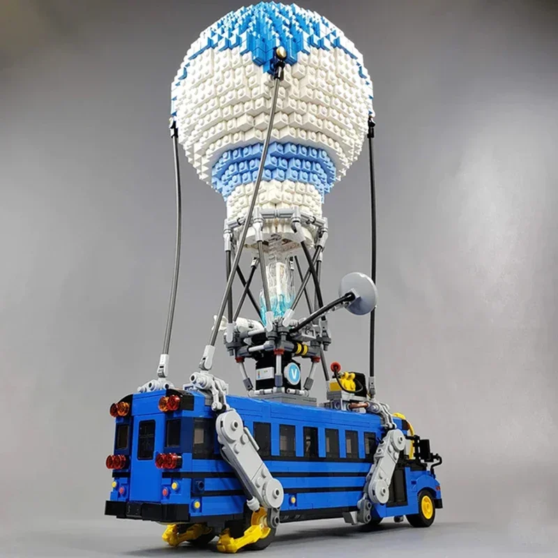 Bloques de construcción Moc de modelo de coche de ciudad, bloques modulares de tecnología de autobús de combate con globo aerostático, juguetes de Navidad, juegos de ensamblaje DIY