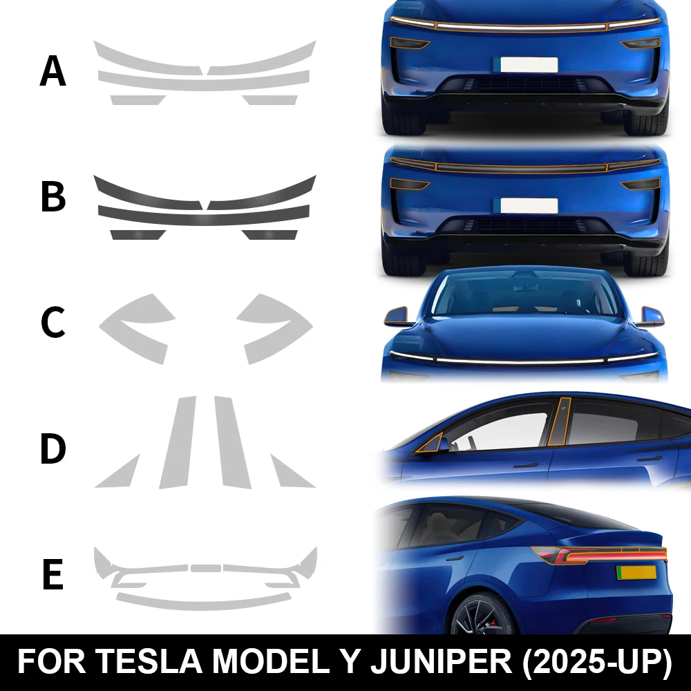 

TPU Car Paint Protection Headlight Film For Tesla Model Y 2025 Juniper PPF Transparent Protective B-pillar Tail light Film