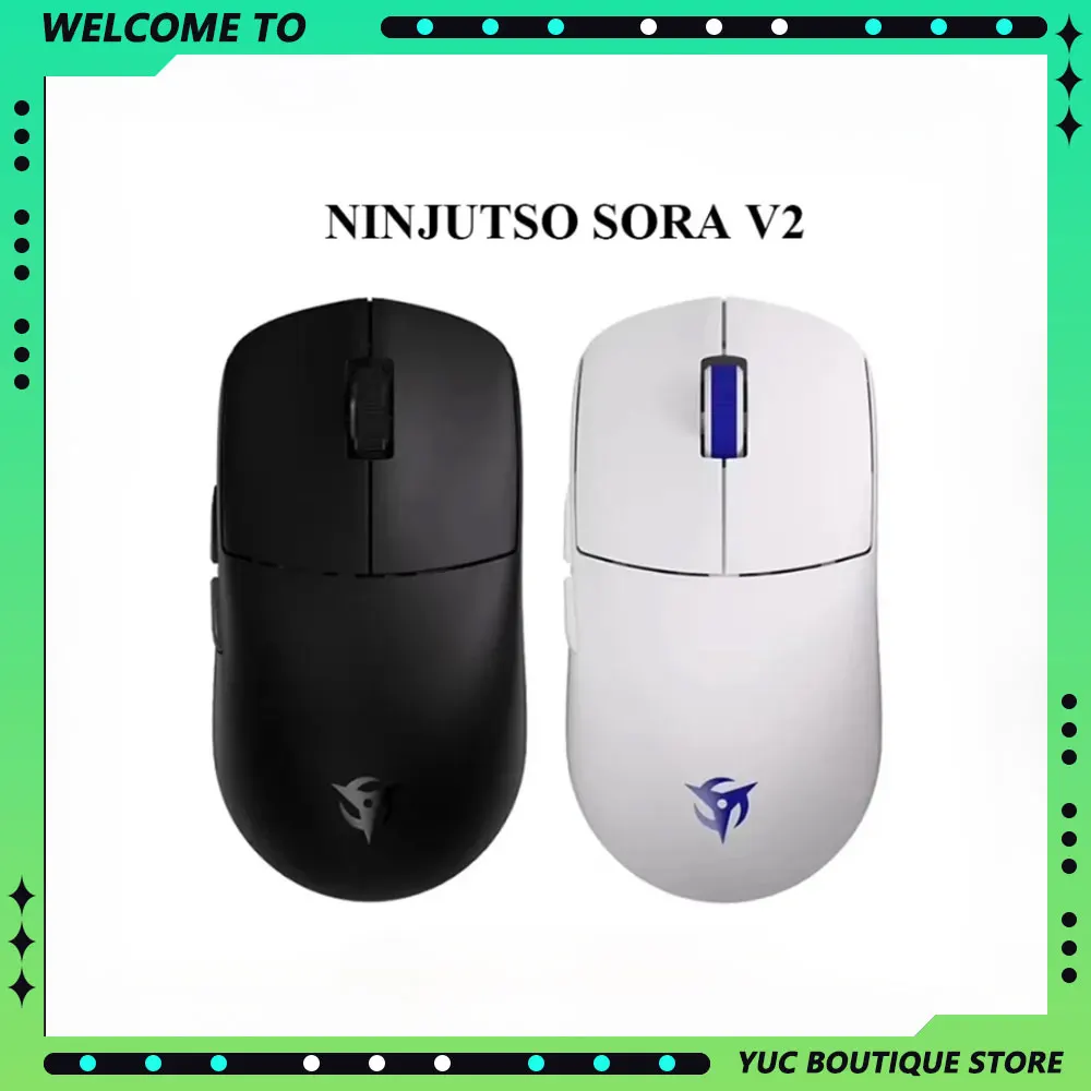 Ninjutso Sora V2 E-Sports Gaming Mouse Paw3395 Sensor Wireless 2.4G USB 8k 2Mode Lightweight Customized For Pc Gamer Accessories