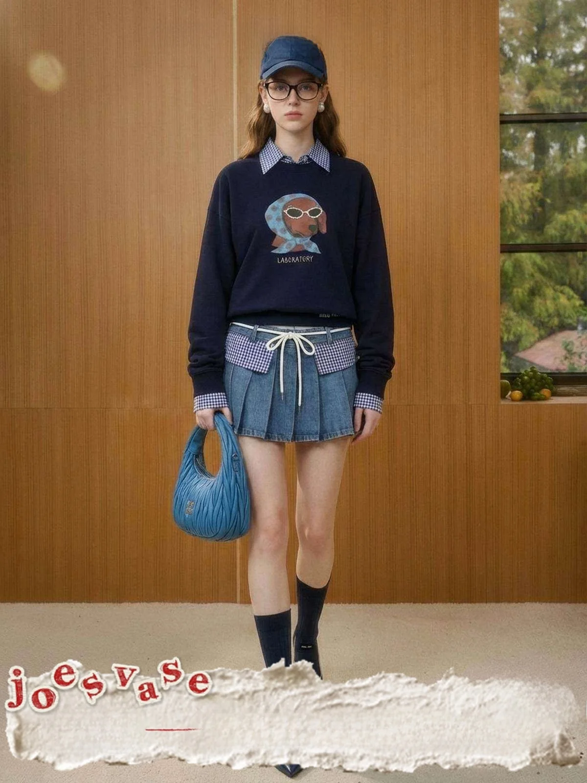 

Свободная женская летняя повседневная футболка с длинным рукавом, синим цветочным принтом и шарфом, темно-синяя, в стиле ретро, с круглым вырезом