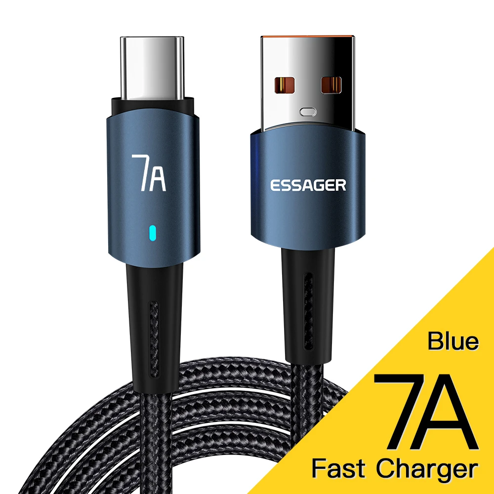 Essager 7A USB Typ C Kabel Für OPPO Oneplus Huawei P30 P40 Samsung Realme Poco 100W Schnelle Lade Draht USB C Ladegerät Datenkabel