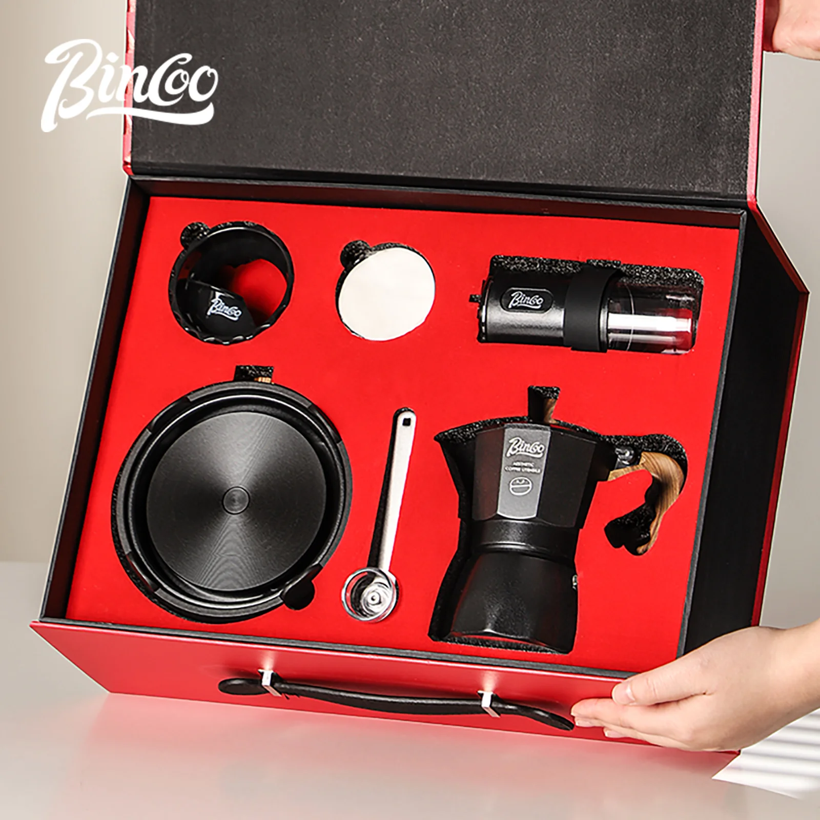 Bincoo القهوة موكا وعاء صمام مزدوج ماكينة الاسبريسو مجموعة القهوة الإيطالية أواني القهوة المهنية أداة المنزل باريستا اكسسوارات