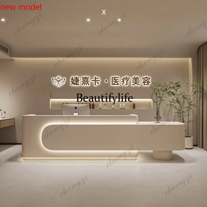 

Modern Restaurant Reception Desks Beauty Led Luxury Salon Unique Display Reception Desks Organizers Mostrador Lounge FurnitureN1