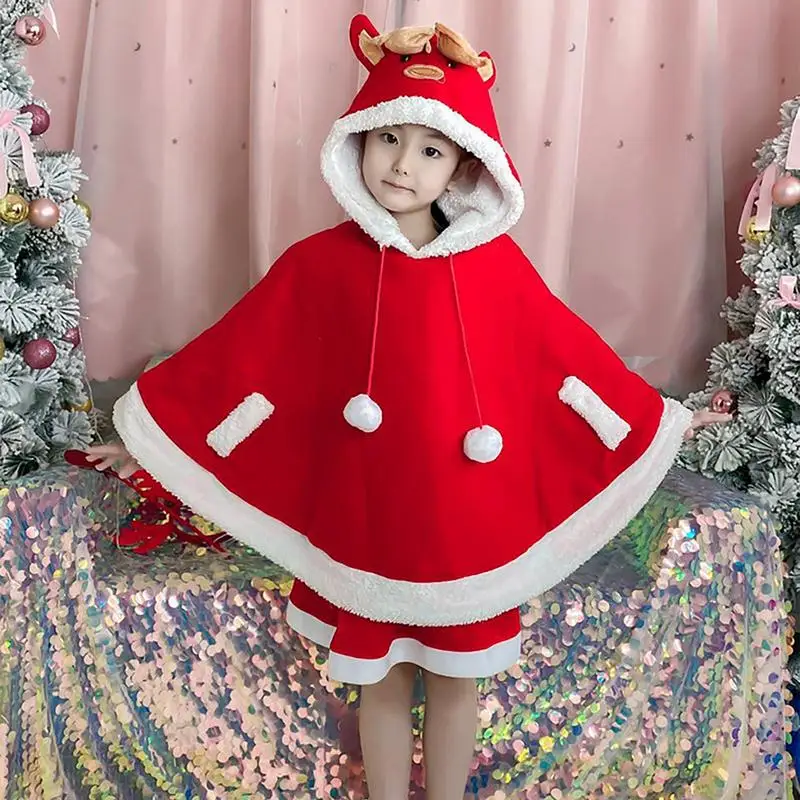 Noel Kapşonlu Pelerin Robe Noel Baba Kapşonlu Pelerin Noel Pelerin Kadife Pelerin Yumuşak Beyaz Peluş Trim Kapşonlu Robe Pelerin Pelerin Robe