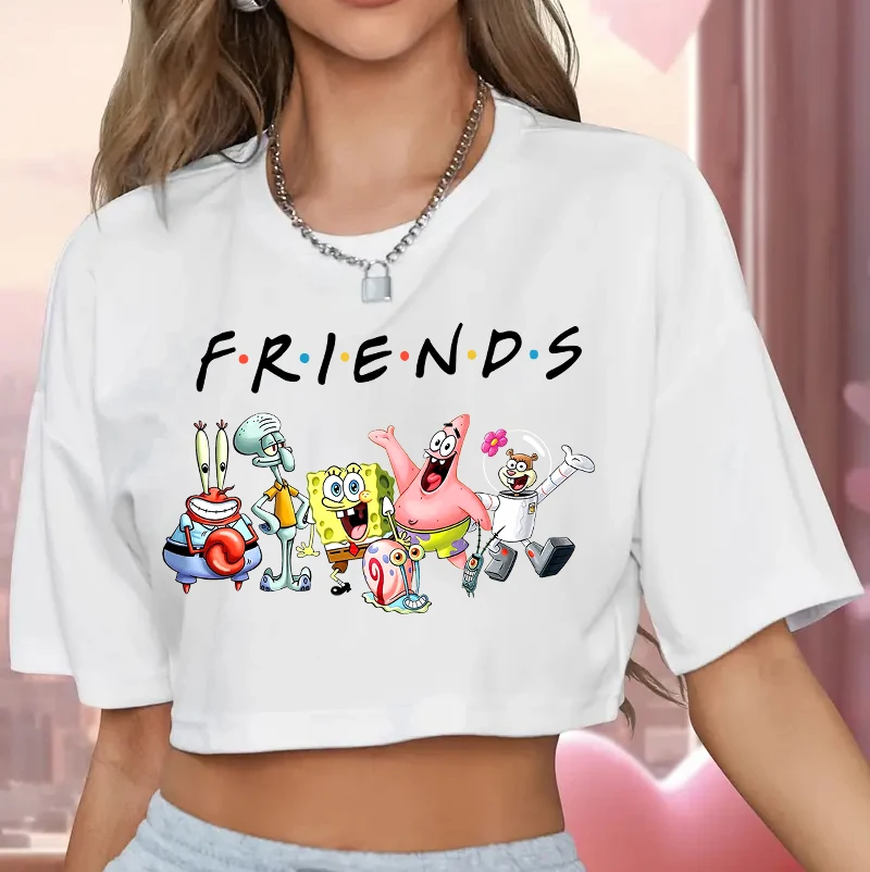 Sponge Celebrates Friendship Women T Shirts crop Cotton Breathable T-Shirts Normcore S-Xxxl Leisure Tops