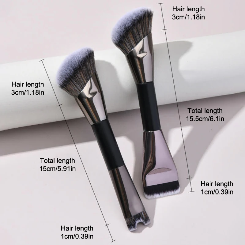 Double Head Makeup Brush Powder Blusher Brush Foundation Brush U-shaped Nose Shadow Contour Brush Multifunctional Beauty Tool