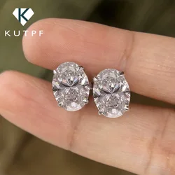 1/2 Carat D Color Oval Cut Moissanite Diamond Stud EarringsCertified Certificates S925 Sterling Silver Ear Studs for Women Men