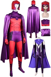 Magneto Cosplay Costume Hat Movie X Super Villain Men Jumpsuit Cloak  Outfits Male Headgear Mask Men Halloween Disguise Suits