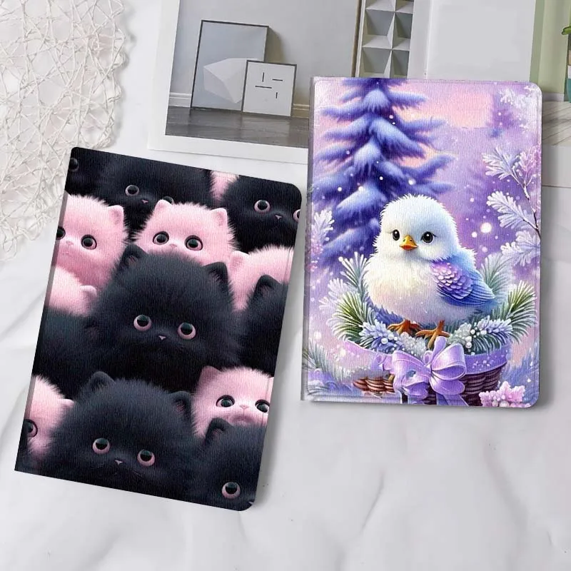 

Cat Bird Cartoon Cute For iPad Pro Air Mini 2 3 4 5 6 7 6th 7th 10th 11th 10.2 9.7 10.5 11 Foldable Tablet Case Gift