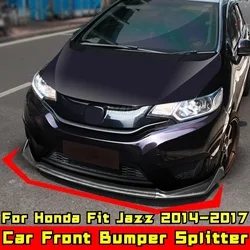 For Honda Fit Jazz 2014-2017 Body Kit Front Bumper Lip Splitter Carbon Fiber Look Sport Style Bumper Protector Car Accessories
