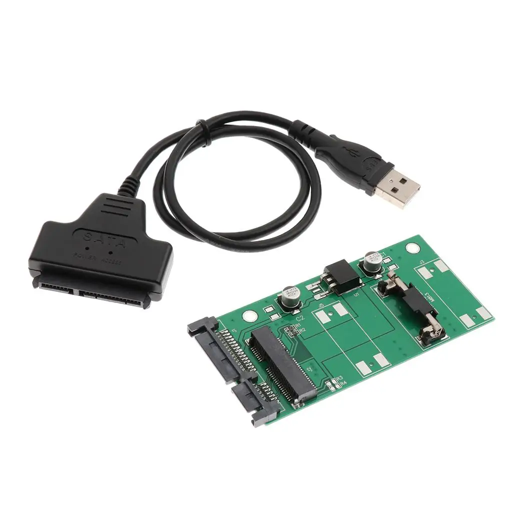 Msata SSD to SATA Adapter PCB Board Dual Voltage Shockproof Converter for PC Laptop Replacement