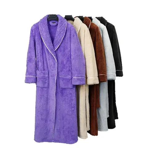 2025 New Winter Robe Lady Thick Coral Fleece Sleepwear Kimono Gown with Pocket Large Size 3Xl Pajamas Peignoir Shower Bathrobe