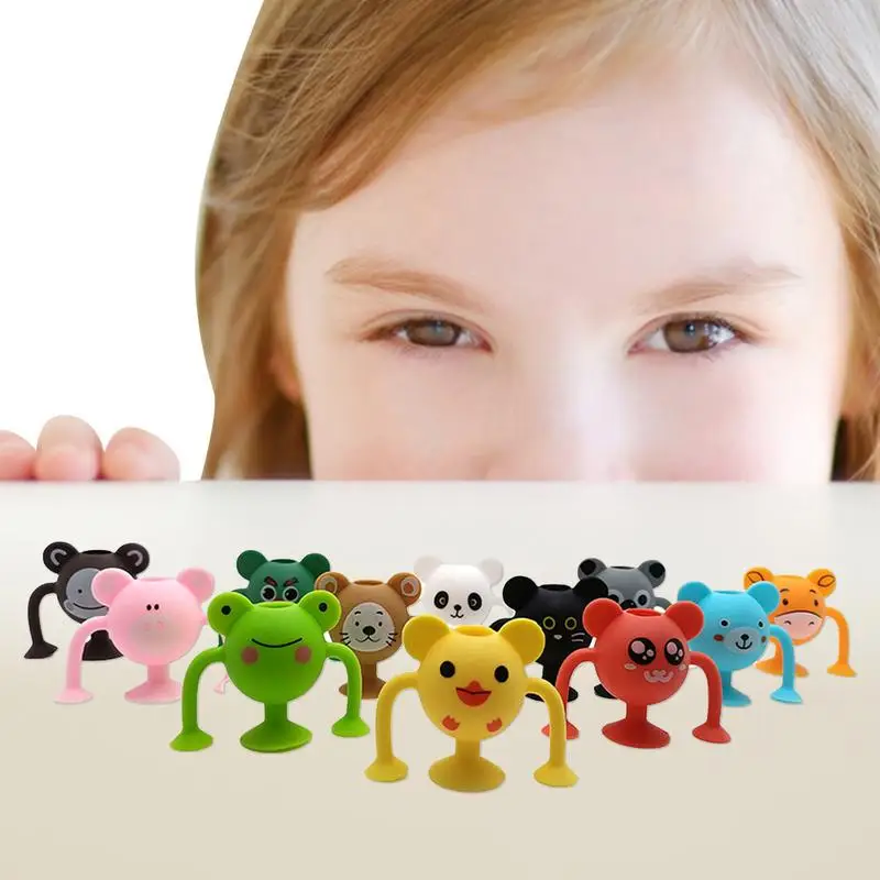 Sticky Toys 12pcs Montessori Sensory Toys Animal Suction Toy For Preschool Learning Exquisite Road Trip Children Travel Toys For